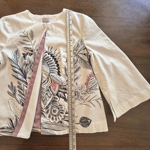 Chico's lined floral print wide 3/4 sleeve open front jacket us size 8/10 - Picture 14 of 15